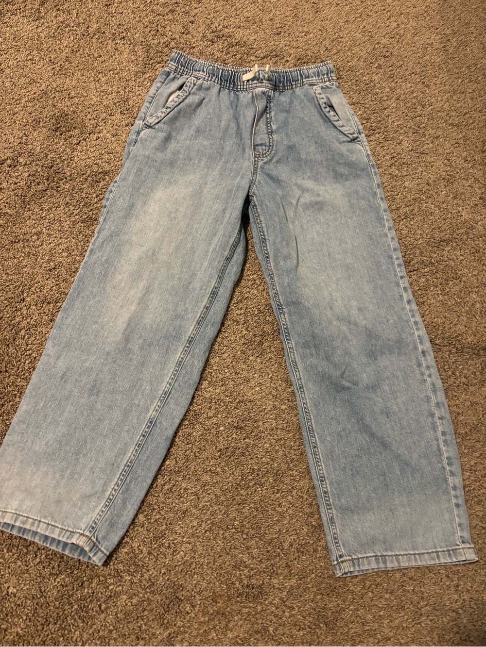 Zara Light Blue Relaxed Elastic-Waist Kids Jeans
